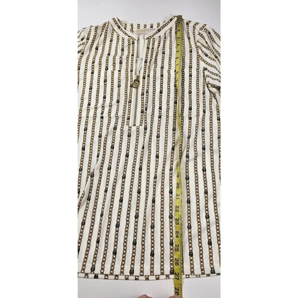 Michael kors gold chain print long sleeve Career office casual EUC M Stretch